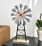 Farmhouse Windmill Desk Clock - 15.75 Inch Metal