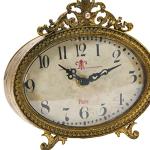 Antiqued Pewter Mantel Clock with Gold Accents