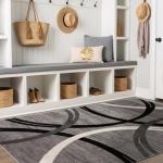 Wavy Circles Area Rug - Fade-Resistant Gray 5'3" x 7'3