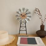 Farmhouse Windmill Desk Clock - 15.75 Inch Metal