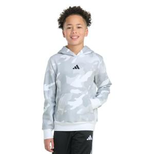 Adidas Boys' Camo Fleece Pullover Hoodie, White