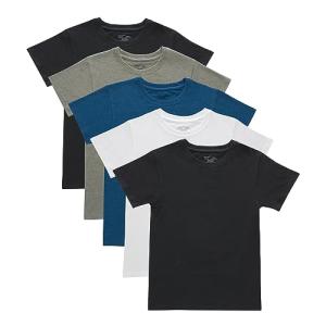 Hanes Boys' Crewneck Undershirts 5-Pack, Black & Colors