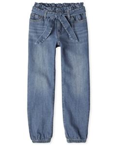 Girls' Denim Joggers - Serna Wash, Size 6 7