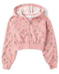Girls' Pink Hooded Long Sleeve Sweatshirt