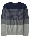 Boys' Grey Stripe Long Sleeve Sweater, Large