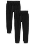 Boys' Fleece Jogger Pants 2-Pack in Black