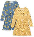 Girls' Long-Sleeve Elastic Waist Dress, Blue Cat/Floral