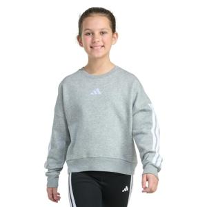 adidas Girls Fleece 3-Stripe Crewneck Sweatshirt