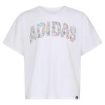 adidas Girls' Drop Shoulder Graphic Tee, White