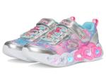 SKECHERS Girls Heart Lights Sneakers, Silver/Multi