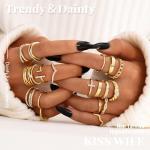 KISS WIFE Gold Silver Stackable Knuckle Rings Set