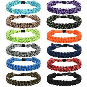 12 Pcs Paracord Bracelets for Outdoor Adventure