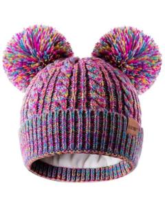 Rainbow Pom Pom Beanie for Kids