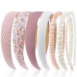7 Pack Pink Non-Slip Headbands for Girls