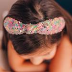 Rainbow Sequin Knotted Headbands for Girls