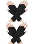 Satinior 2 Pairs Knit Fingerless Winter Gloves
