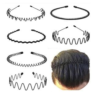 KELUBATU Unisex Wavy Metal Headbands - 6 Pack