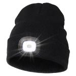 LED Beanie Hat with Rechargeable Light - Black