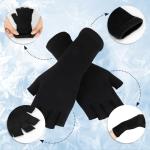 Satinior 2 Pairs Knit Fingerless Winter Gloves