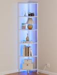 6-Tier Corner Shelf with LED Light, White