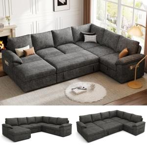 108-Inch U-Shaped Sleeper Sofa with Storage