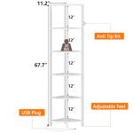 6-Tier Corner Shelf with LED Light, White