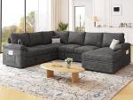 108-Inch U-Shaped Sleeper Sofa with Storage