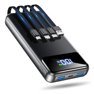 50000mAh Portable Power Bank with Built-In Cables