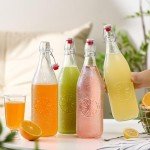 6PCS 1L Glass Bottles with Clip Top Lids