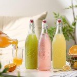 6PCS 1L Glass Bottles with Clip Top Lids