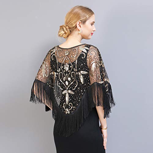 1920s Sequin Beaded Evening Cape for Gatsby