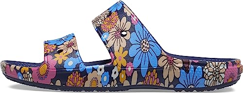 Navy/Multi Graphic Vintage Style Crocs Sandals