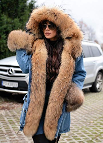 Cozy Blue Vintage Hooded Winter Parka - Large