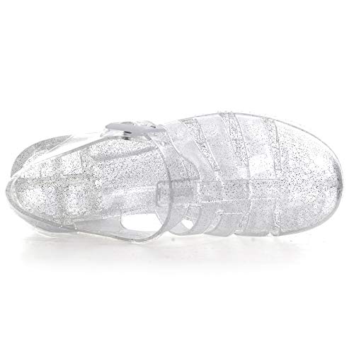 Retro Crystal Jelly Sandals: Women's Heel-White 6.5