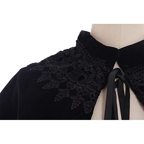 Black Velvet Lace Shawl Cape for Women