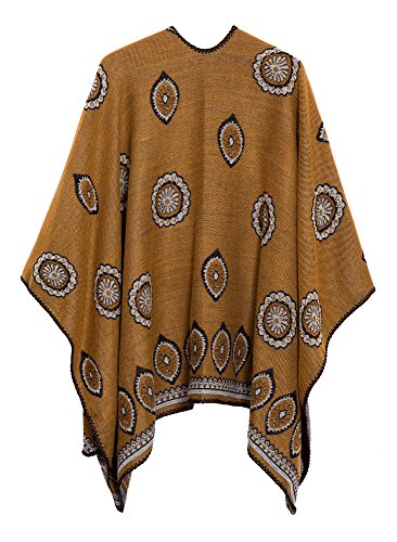 Vintage-Inspired Yellow Open-Front Poncho Scarf