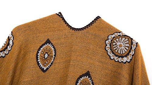 Vintage-Inspired Yellow Open-Front Poncho Scarf