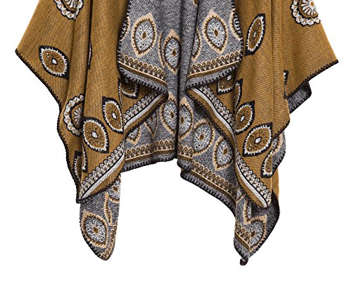 Vintage-Inspired Yellow Open-Front Poncho Scarf