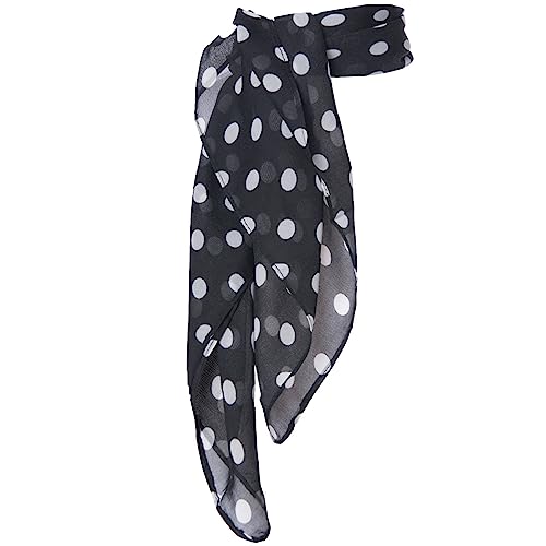 Sheer Black Polka Dot Chiffon Scarf - Vintage Style