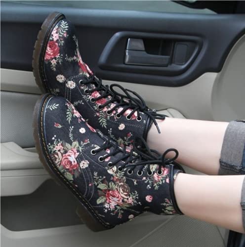 Vintage Black Floral Mid Top Boots