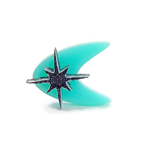 Aqua Boomerang Earrings: Retro 50s Acrylic Studs