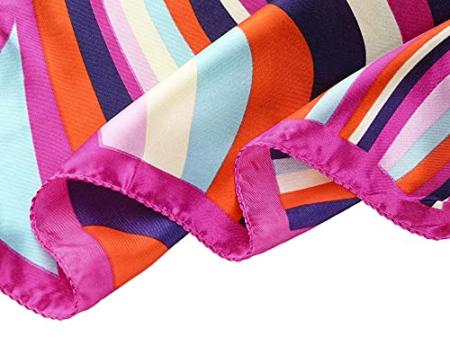 Flower Print Stripe Square Neck Scarf for Women