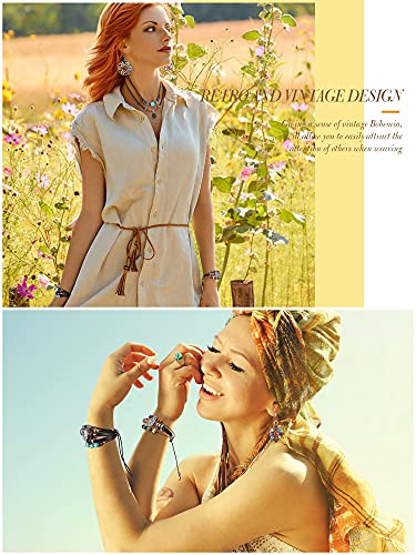 Bohemian Vintage Earrings Set with Multi-layer Bracelet & Necklace