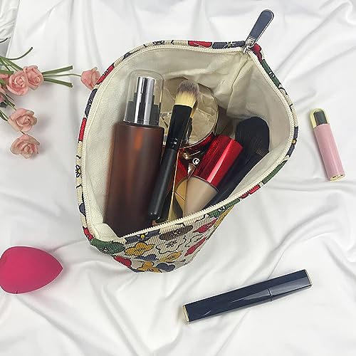 Women's Retro Flowered Corduroy Cosmetic Bag