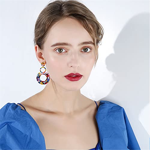 Retro Geometric Acrylic Earrings for Women - Colorful