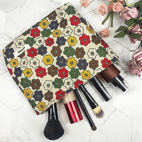 Women's Retro Flowered Corduroy Cosmetic Bag