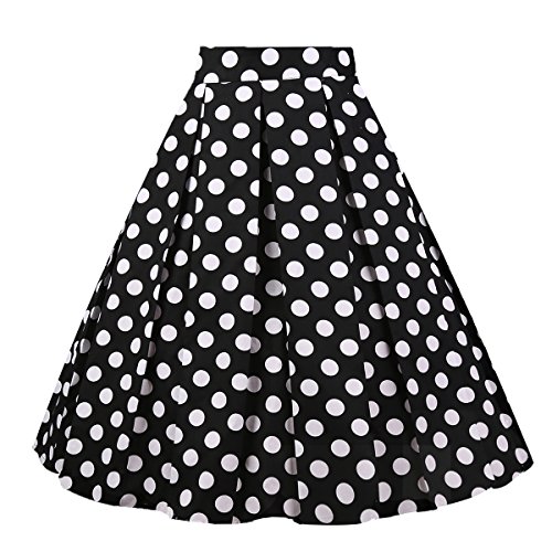 Girstunm Vintage Floral A-line Skirt with Pockets, L