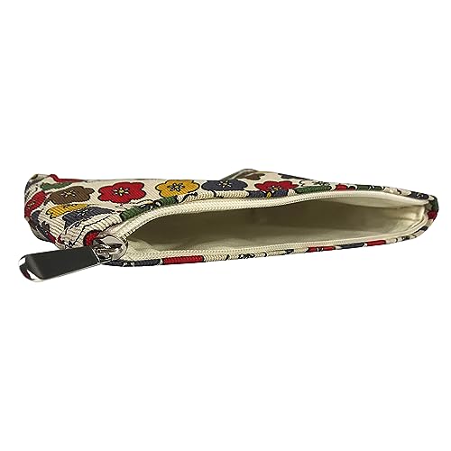 Women's Retro Flowered Corduroy Cosmetic Bag