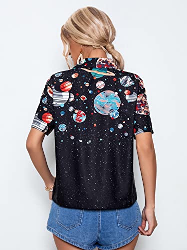 Vintage V Neck Retro Blouse Print