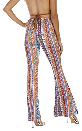 Vintage Women's Print Bell Bottom Flare Palazzo Pants